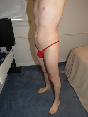 Dude in red V thong