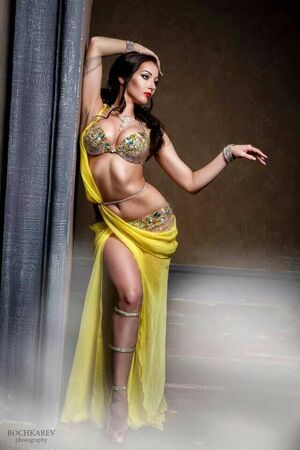 Beautiful yellow and crystal costume...