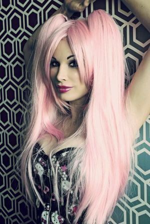 Sexy Cute Long Blonde Pink Hairstyle -