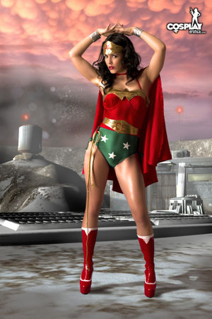 Sexy girl dressed as Wonder Woman..
