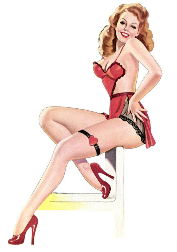 Сексуальное красное белье Pin Up Girl Pop Map плакат классич