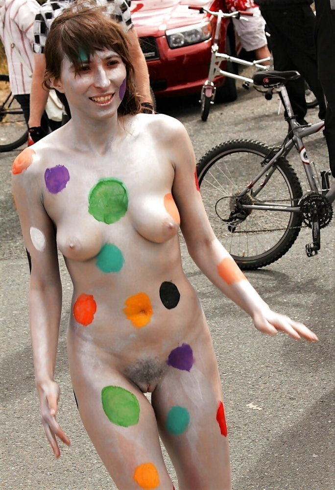 Naked body paint public